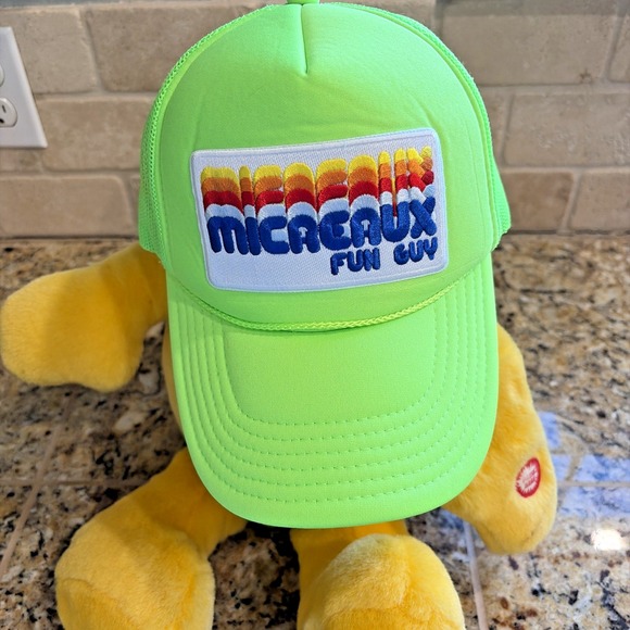 Jamnola Accessories - Jamnola‎ Neon Green Micreaux Fun Guy Patch Trucker Hat Snapback Baseball Cap O/S